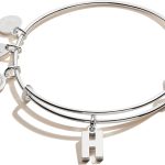 Alex and Ani Expandable Bangle for Women, Initials A to Z Letter Charms, Shiny Finish, 2 to 3.5 in